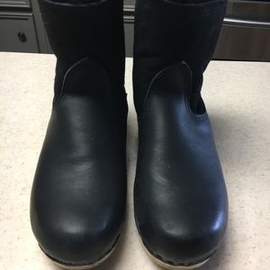 No. 6 Leather clogs with fur